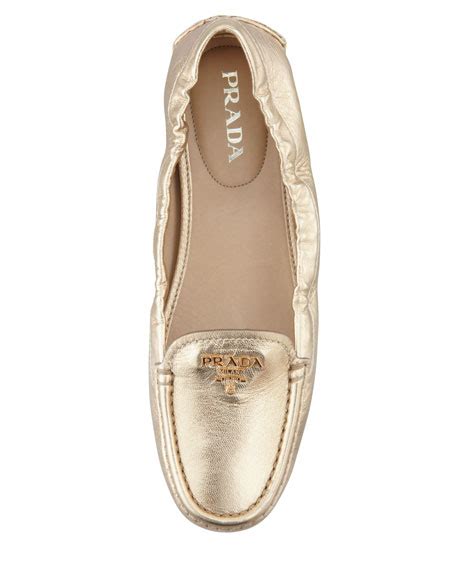 prada metallic leather scrunch loafer|prada lace ups.